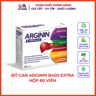 Bổ gan ARGININ B-400 EXTRA bảo vệ và phục hồi chức năng gan do rượu bia thuốc lá - Hộp 60 viên