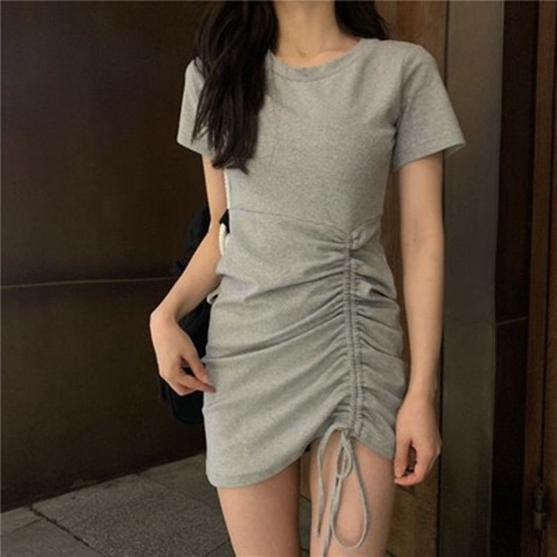 Đầm ôm 2 dây/cổ tròn dây rút lai quyến rũ | BigBuy360 - bigbuy360.vn