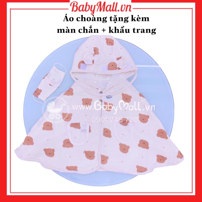 Áo khoác kèm màn chắn + khẩu trang cho bé 0-2 tuổi
