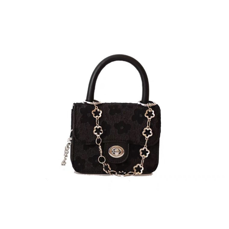 Túi Vuông Nhỏ Màu Đen Chất Lượng Cao Phối Dây Xích Thời Trang Cho Nữ