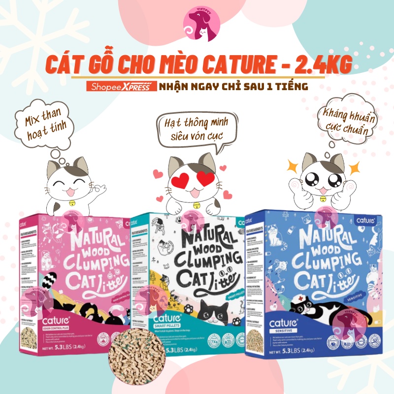 Cát vệ sinh cho mèo - Natural Wood - Cát gỗ hữu cơ Cature cho mèo - An toàn thân thiện môi trường