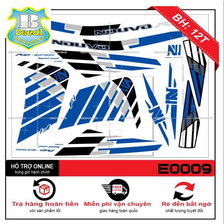 ( Quí khách vui lòng mang ra tiệm cho thợ dán ) Tem NOUVO 4 LX TRẮNG XANH [Bi Decal]