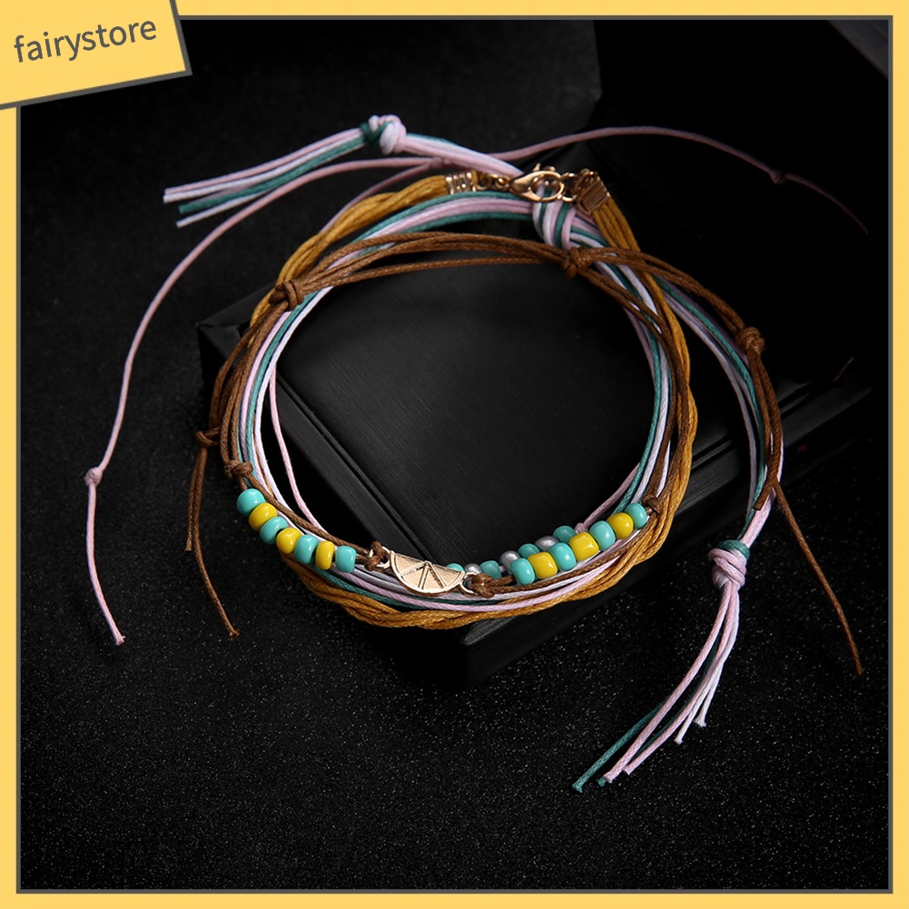 Set 4 lắc chân nữ nhiều màu thời trang biển