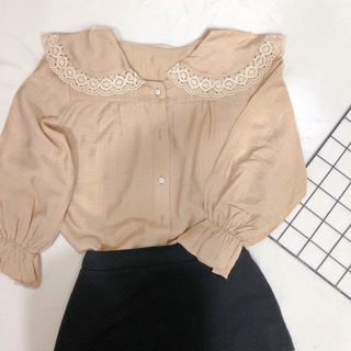 Áo babydoll phối ren tay dài đáng yêu