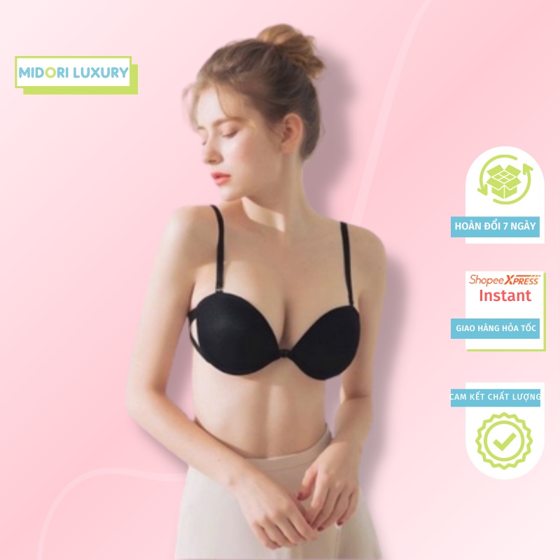 Áo lót cup ngực VIC có Gọng nâng ngực mặc đầm váy hở lưng đệm tim Silicon bám ngực dây trong Vic428