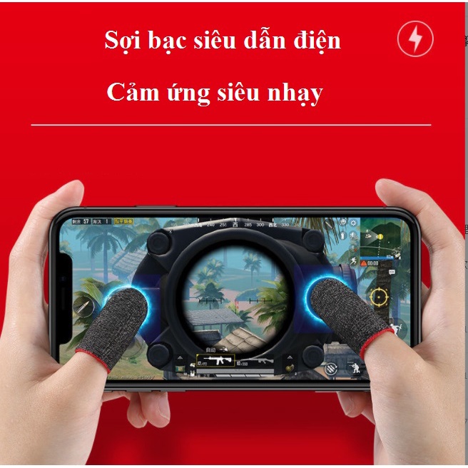 Bao tay chơi game Finger Tips sợi bạc 24 kim , Găng tay chơi game Pubg , Liên Quân Mobile  , Free Fire siêu nhạy