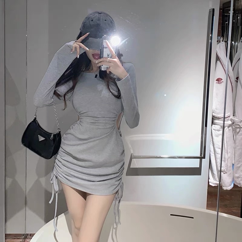 VÁY BODY DÀI TAY KHOÉT EO / ĐẦM BODY THUN GÂN