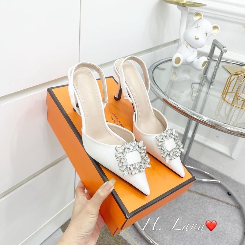 E68 - GIÀY CAO GÓT MŨI NHỌN ĐÁ VUÔNG 2 MÀU