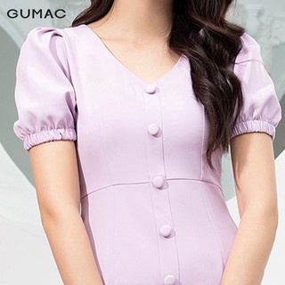Đầm nữ cổ tim tay chun GUMAC DA9244