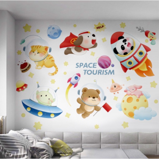Decal trang trí tường - Cùng nhau lên vũ trụ