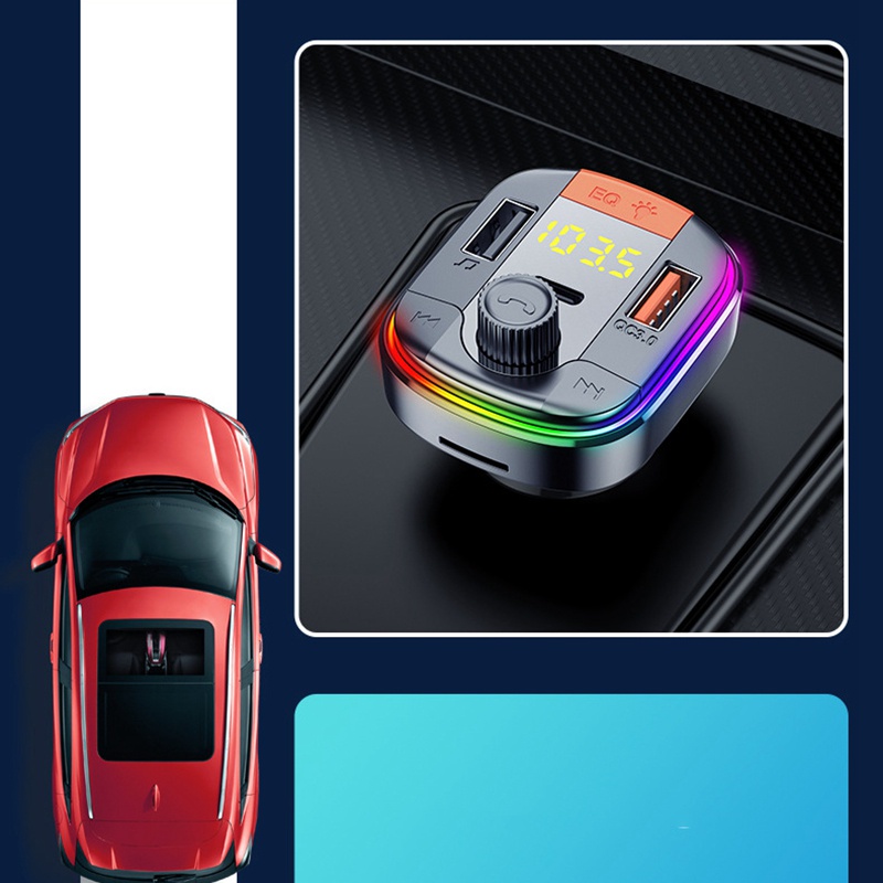 FM Transmitter Bluetooth 5.0 Car Kit Handsfree Car MP3 Player QC3.0