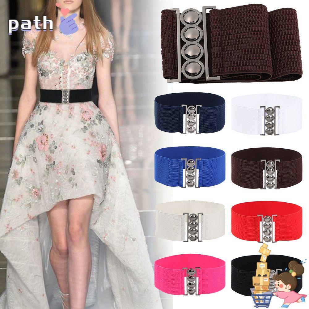 Dây Thắt Lưng Bản Rộng Co Giãn Nhiều Màu Sắc Có Khóa Kim Loại Phong Cách Cổ Điển Thời Trang Cho Nữ