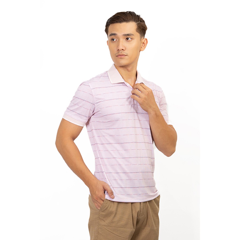 Áo Polo nam Novelty cổ bo không túi màu hồng nhạt NATMHSMCLR191108N