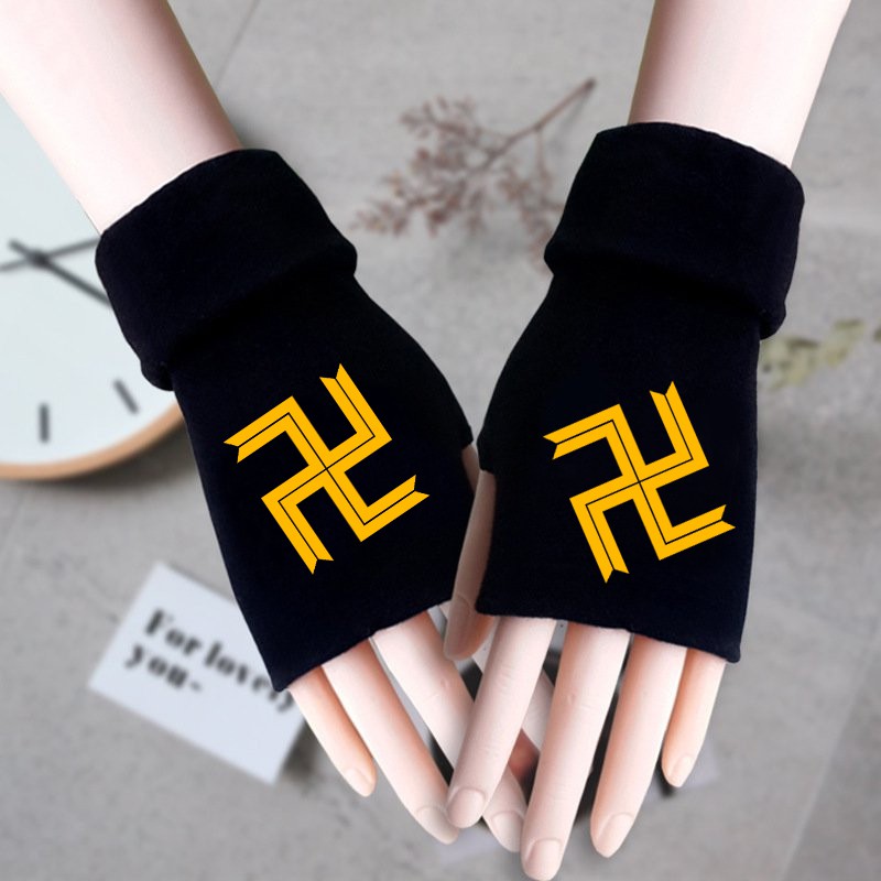 Găng tay len hở ngón in hình LOGO TOKYO MANJI TOKYO REVENGERS anime chibi tiện lợi thời trang quà tặng