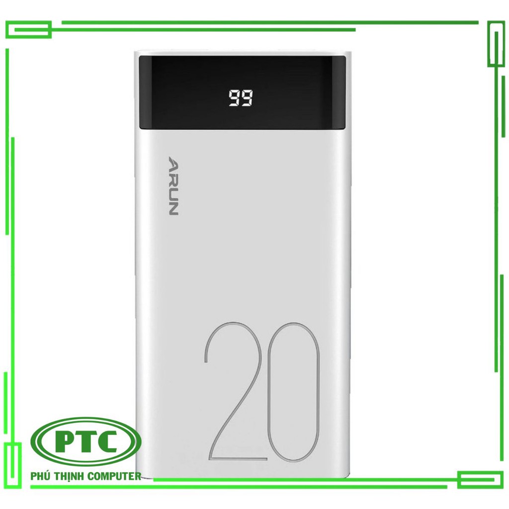 Pin Sạc Sự Phòng Arun E20 20000mAh Màn Hình Led, Lõi Polymer - BH 1 Năm
