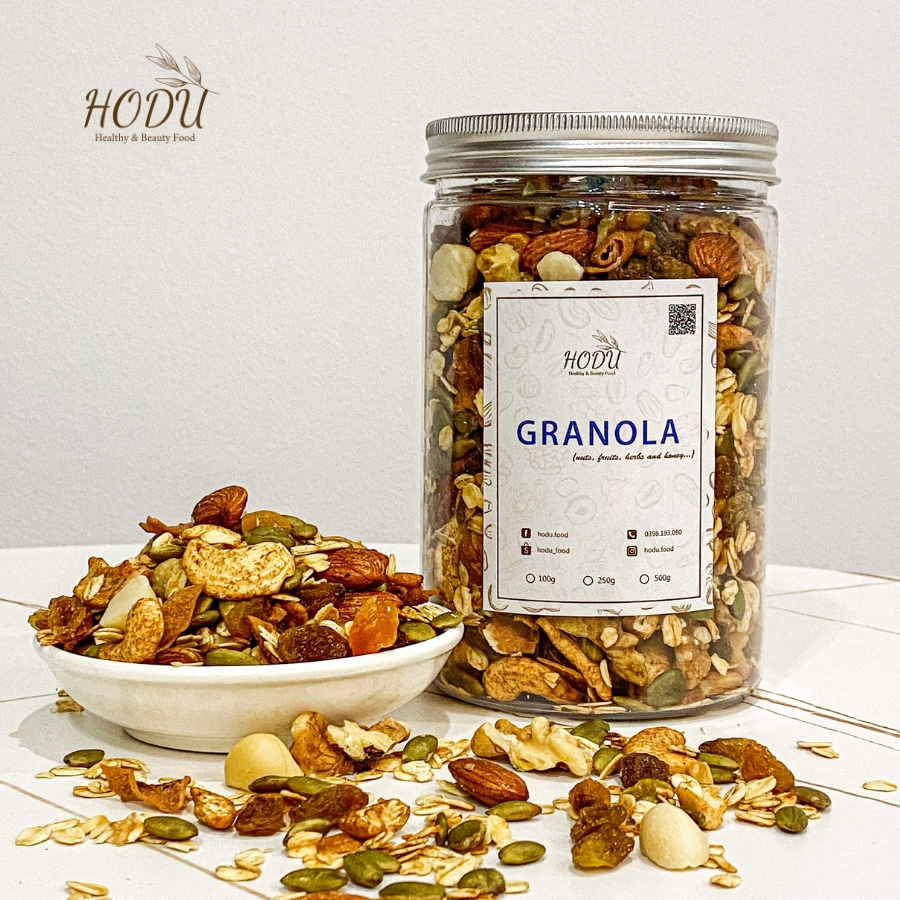 Granola siêu hạt &amp; quả, ngũ cốc giảm cân tự nhiên 500g | HODU - Thế giới đồ ăn healthy - Đồ ăn kiêng Hà Nội