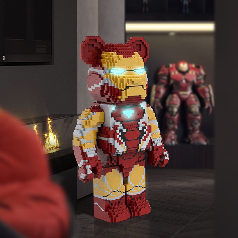 Xếp hình Gấu Bearbrick ironman 10967 70cm - 73cm Đồ chơi Xếp hình lắp ráp mô hình cỡ lớn Hàng Đẹp bear bricK