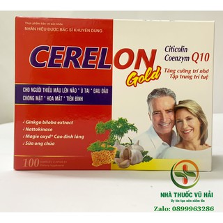 Hoạt Huyết Dưỡng Não CERELON GOLD  Bổ Não Tăng Cường Trí Nhớ Tăng Tuần Hoàn Máu Não Hộp 100 Viên