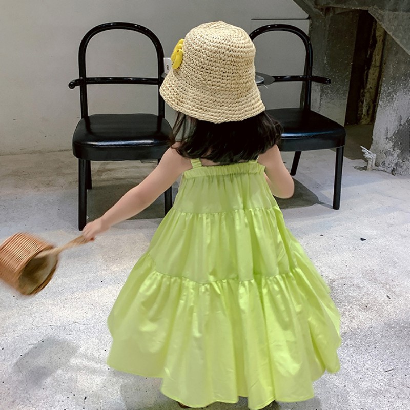 Đầm Hai Dây Đi Biển Mùa Hè Phong Cách Hàn Quốc Cho Bé Gái
