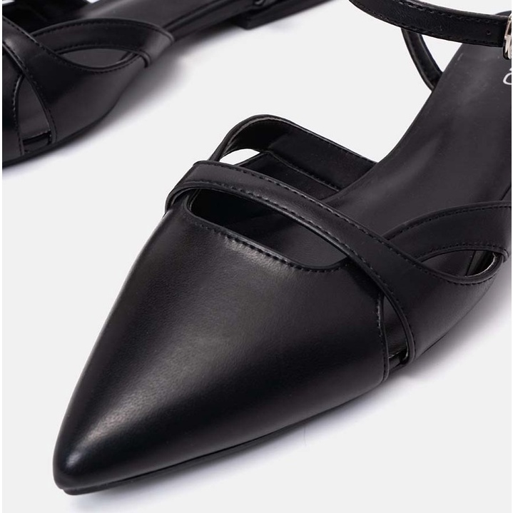 Giày Búp Bê 3cm Nữ Thời Trang JUNO Da Trơn Mũi Nhọn Mặt Giày Cách Điệu BB03084