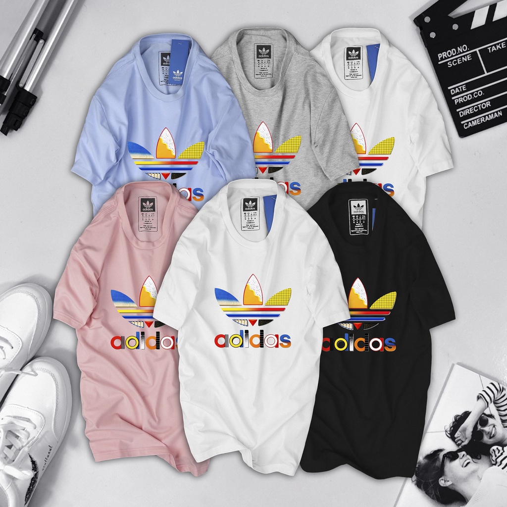 áo adidas mùa hè big size nam nữ from rộng unisex 5 màu - trắng, đen, hồng, xanh, xám có big size từ 35kg - 125kg