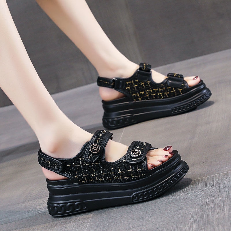 Giày Sandal Cao Gót Đế Dày Nâng Chiều Cao Phong Cách Mới Mùa Hè Dễ Phối Đồ