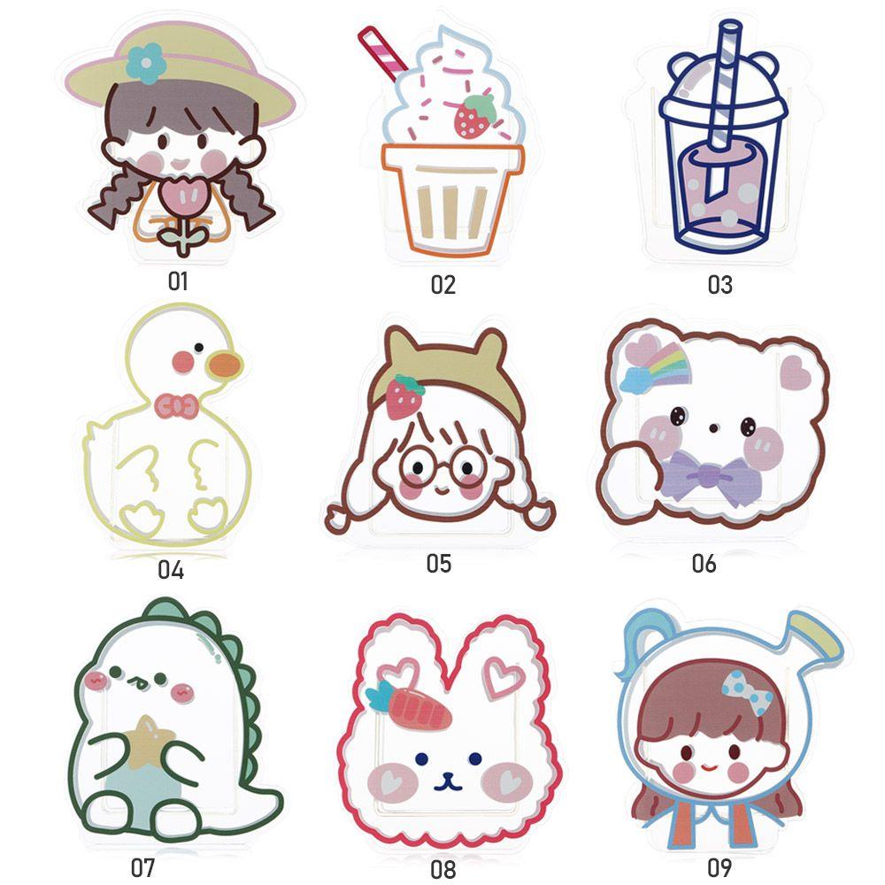 DORAW Multifunction Cartoon Acrylic Pen Holder Ice Cream Desktop Organizer Transparent Pen Holder Box Coaster Clips Cute Office Stationery Vase Kawaii Cosmetics Storage Desk Storage Box