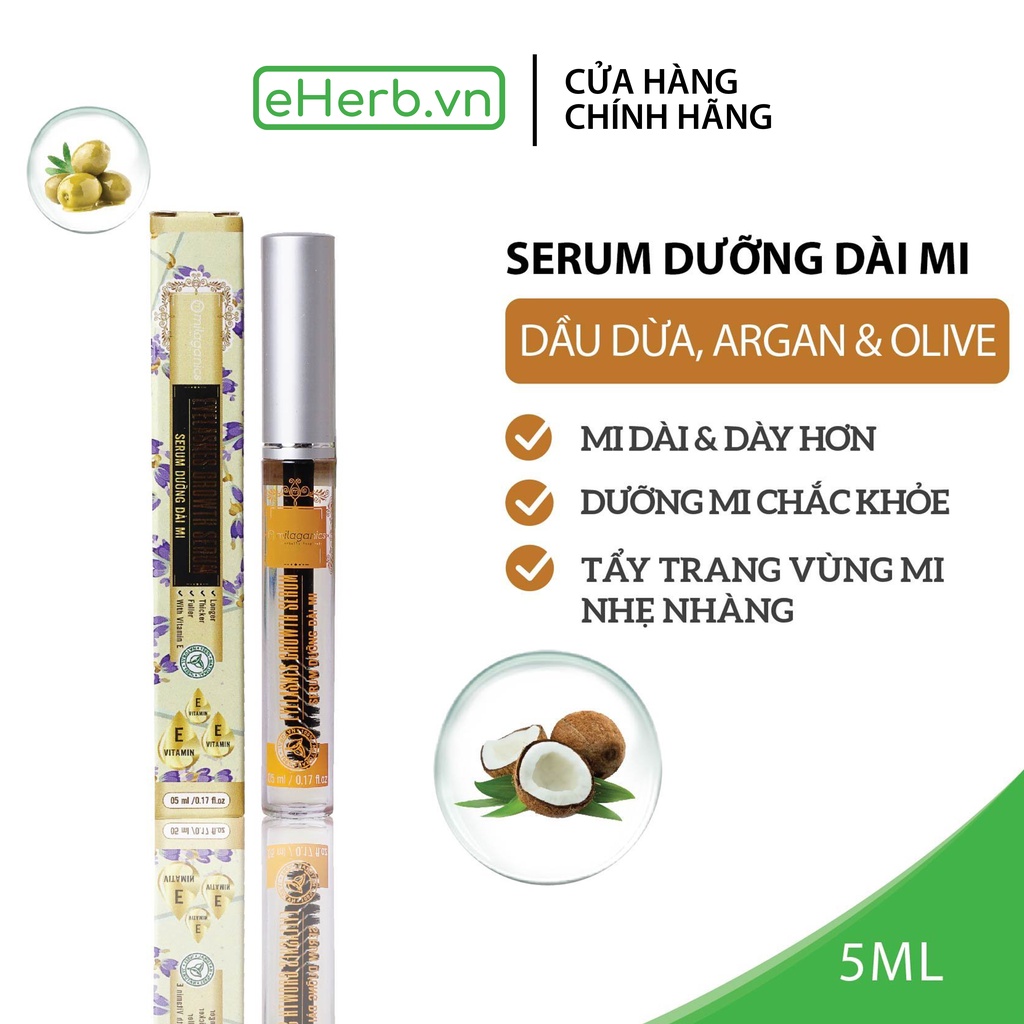 Serum dưỡng mi từ dầu nguyên chất (dừa, olive, argan) hiệu quả rõ rệt sau 3 tuần MILAGANICS 5ml (tuýp)