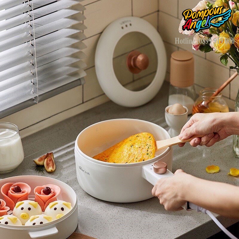 Nồi điện mini - ca nấu mì có khay hấp BEAR DRG-P16M2/ DRG-E15F2 1.6L  màu trắng bảo hành 12 tháng