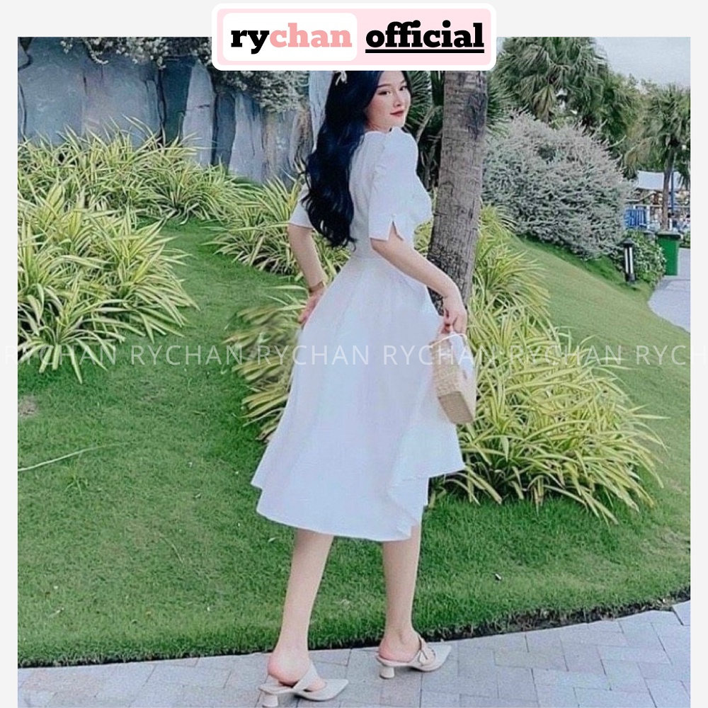 Đầm Nữ Dự Tiệc Cưới Dáng Dài Cổ Xếp Cực Lạ Tay Lửng Bo Eo Màu Trắng [ẢNH THẬT CUỐI] - DX9824