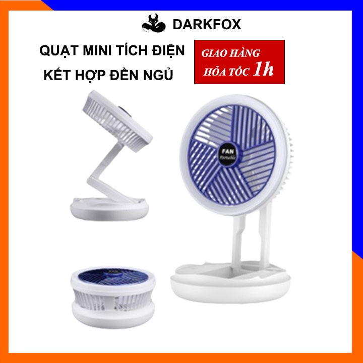 Quạt mini tích điện kết hợp đèn ngủ với 4 tốc độ gió dung lượng pin lớn 2400mAh tiếng ồn thấp - QMN05