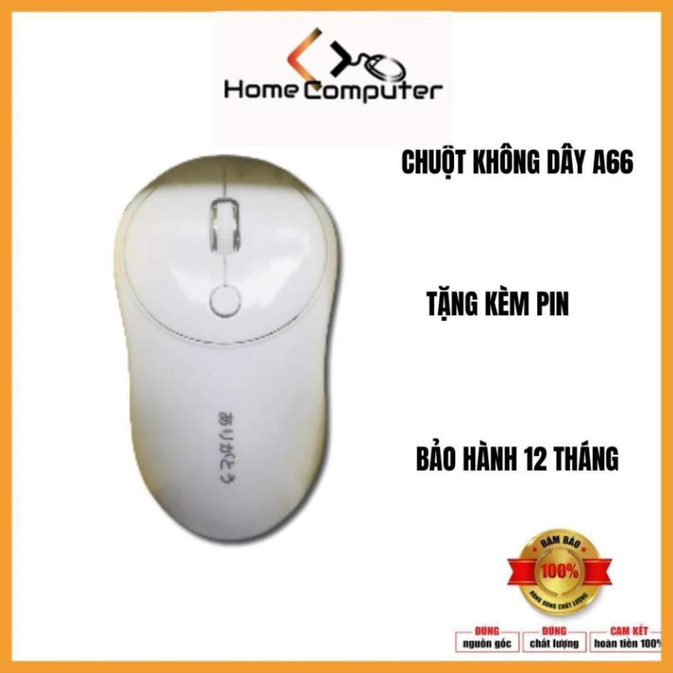 Chuột máy tính - Chuột không dây A66 ARIGATO nhỏ gọn.Tặng kèm pin AA - Home Computer