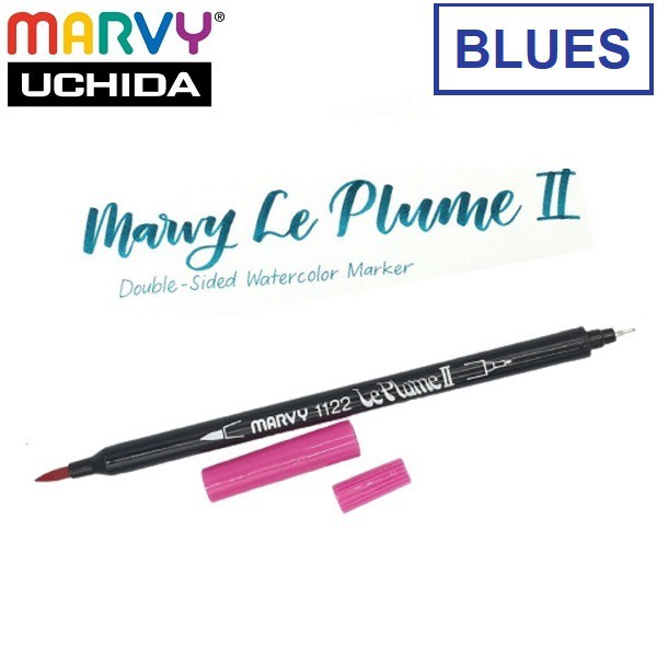 [BLUES] Bút lông màu hai đầu chất lượng cao Marvy Le Plume II - 1122