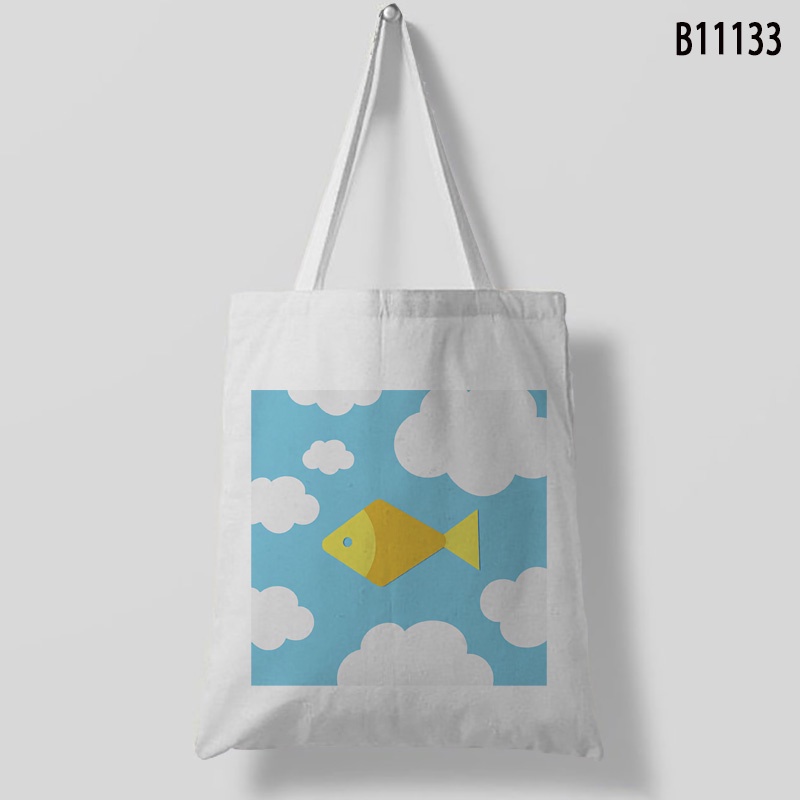 Fish upon Túi tote Mua Sắm Không Dây Kéo Thời Trang Hàn Quốc Cho Nữ