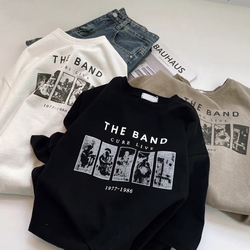 Áo Phông 3158 Nam Nữ, Áo Thun Tay Lỡ Oversize From Rộng Chất Coton in hình THE BAND