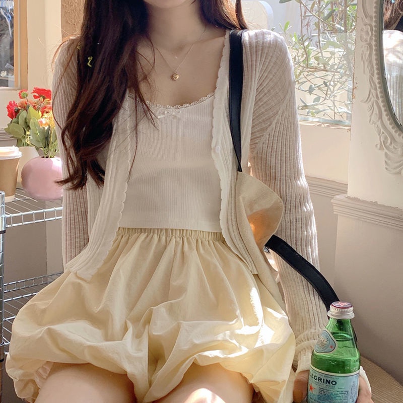 áo ren kiểu khoác mỏng cardigan dáng croptop tay dài nữ thời trang mùa hè dành cho nữ