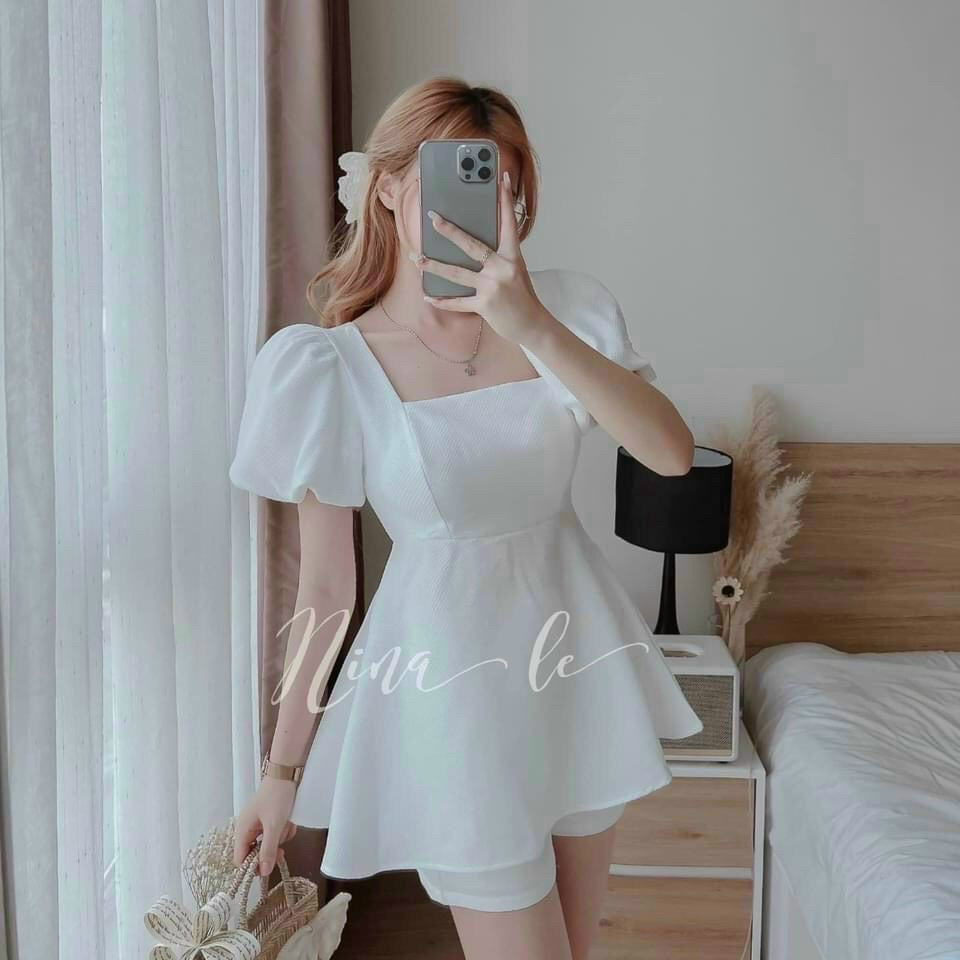 Set Đồ Đẹp ⚡𝙎𝙄𝙀̂𝙐 𝙎𝘼𝙇𝙀⚡ Set Bộ Áo Tay Ngắn Cổ Vuông Côt Nơ Lưng Có Mút Ngực Kèm Quần - 75143