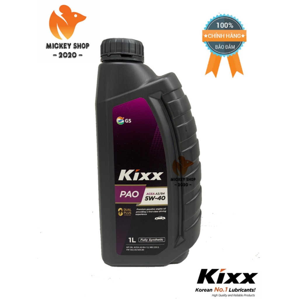 [CAO CẤP] Nhớt xe tay ga, xe hơi Kixx PAO A3/B4 5W40 API SN  Fully Synthetic 1L