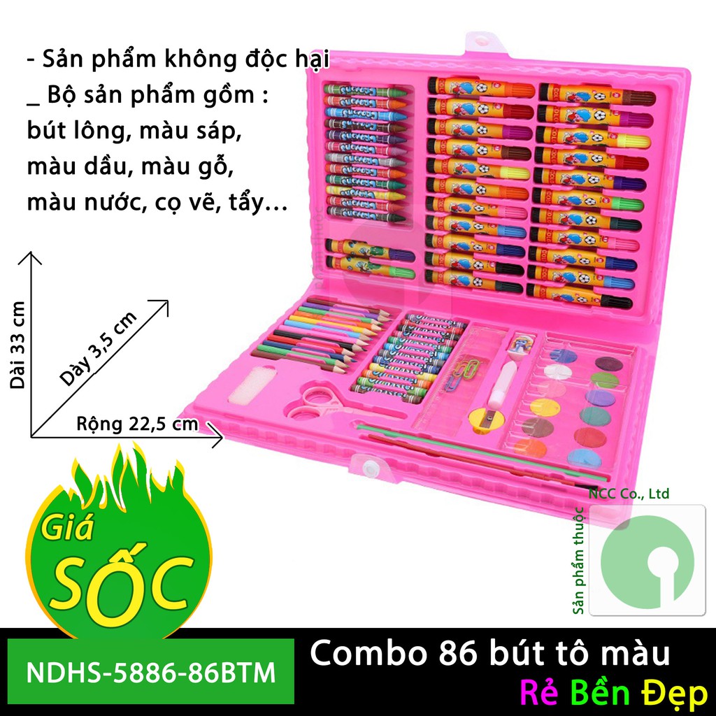 Combo 86 món bút tô màu cho bé thỏa sức sáng tạo - NDHS-5886-86BTM