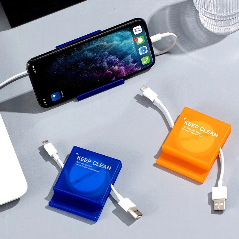 Set 2 Hộp Đựng Tai Nghe/ Cáp Sạc USB Hình Vuông Bằng Nhựa Tiện Dụng Giá Đỡ