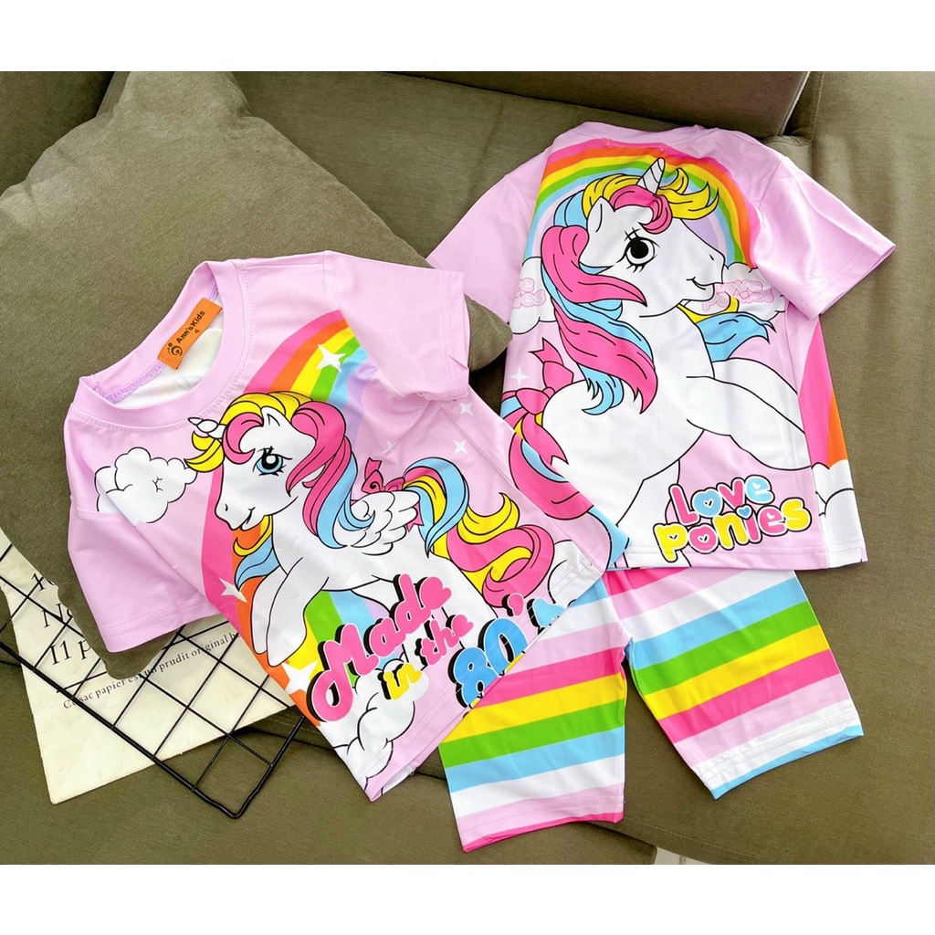 Bộ lững thun lạnh 3D cho bé gái size nhí annakids chó cứu hộ chuột minnie bò sữa pony Pikakids