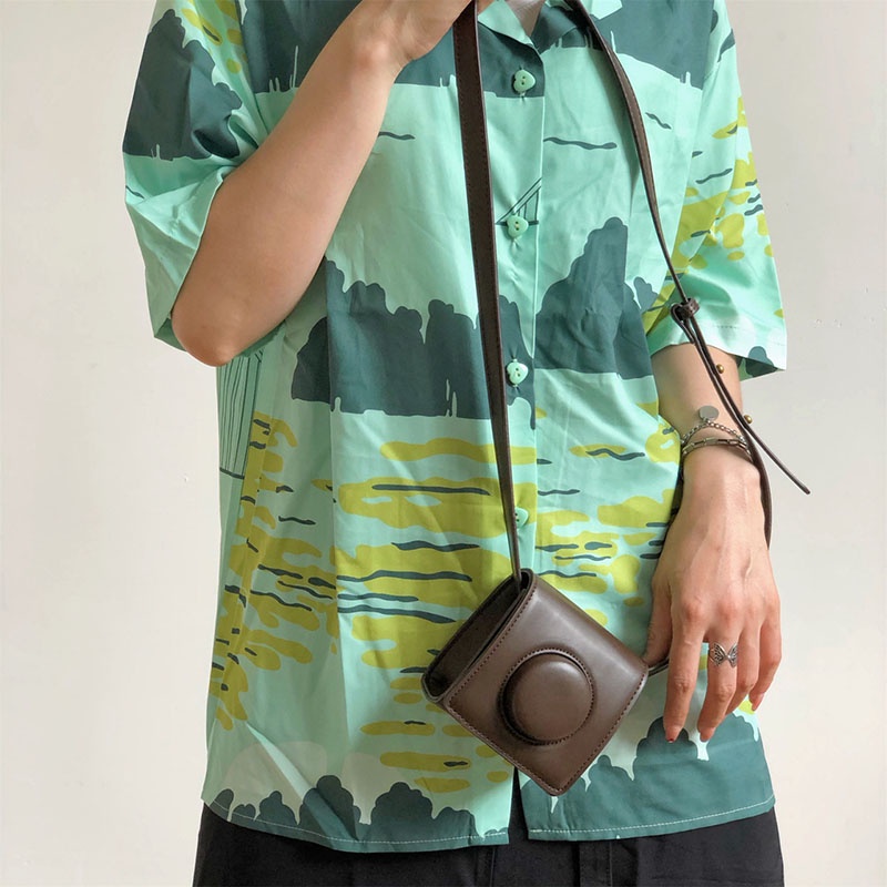 Túi đeo chéo IELGY màu trơn phong cách retro thời trang cho nữ