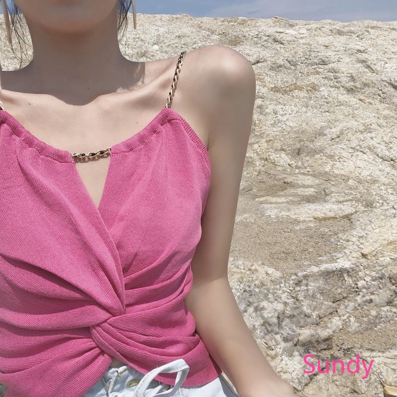 Áo croptop không tay màu trơn xinh xắn cho nữ