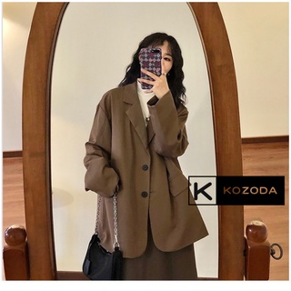 Áo blazer nữ áo vest khoác ngoài phong cách mùa thu đông 2021 hàn quốc màu nâu socola 2 lớp  kozoda AK6