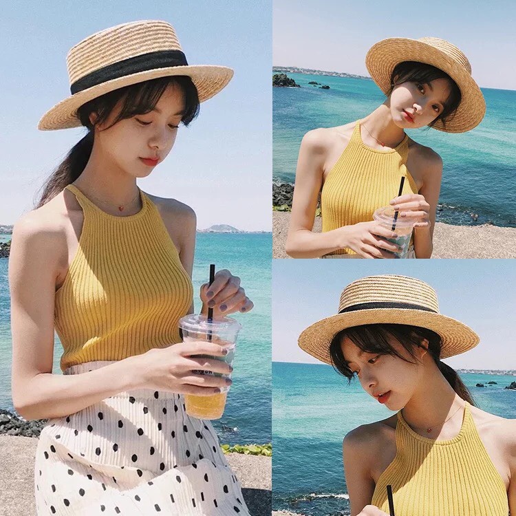 Nón cói Gaucho mũ đi biển, Nón cói nơ dễ thương