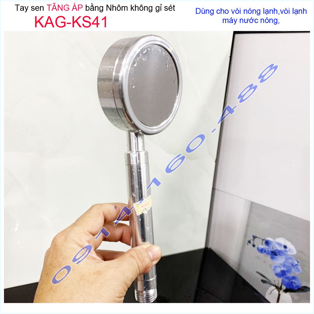Vòi sen tăng áp KAG-KS41, bát sen nhôm tia nước mạnh sử dụng tốt cho vùng nước nước biển