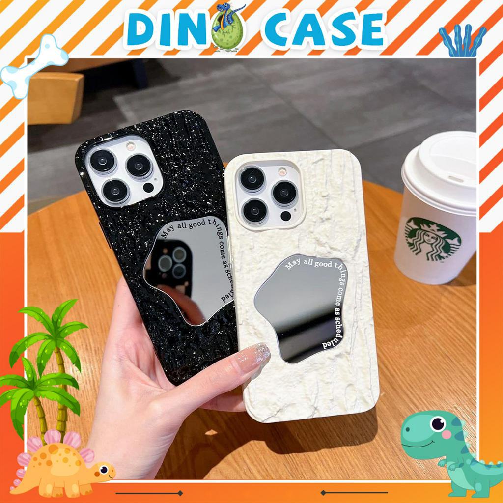 Ốp lưng iphone giấy nhăn kèm gương soi may all 7plus 8plus x xsmax 11 11promax 12promax 13promax 14promax 13 - Dino case