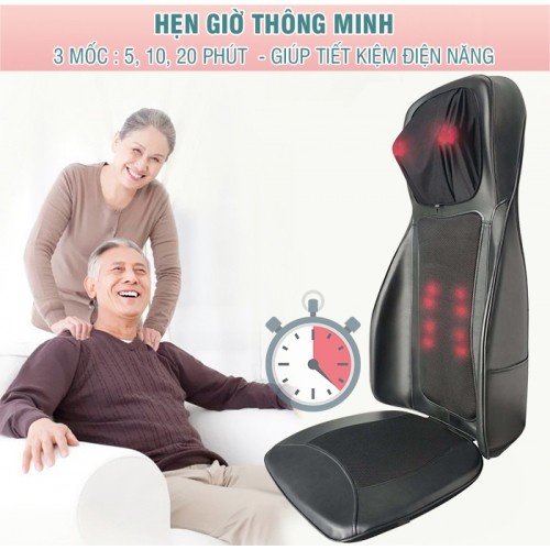 Ghế massage lưng, cổ, mông xoa bóp day ấn rung, nhiệt hồng ngoại Nikio NK-180 - Màu đỏ