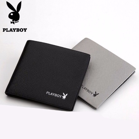 Ví Playboy Dáng Ngắn Siêu Mỏng Nhiều Ngăn Đựng Thẻ Phong Cách Hàn Quốc Cho Nam