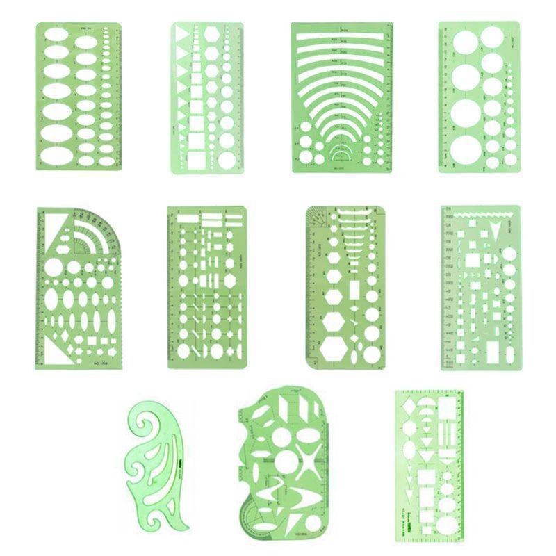 Set 11 thước vẽ hình học đa năng dành cho học sinh sinh viên